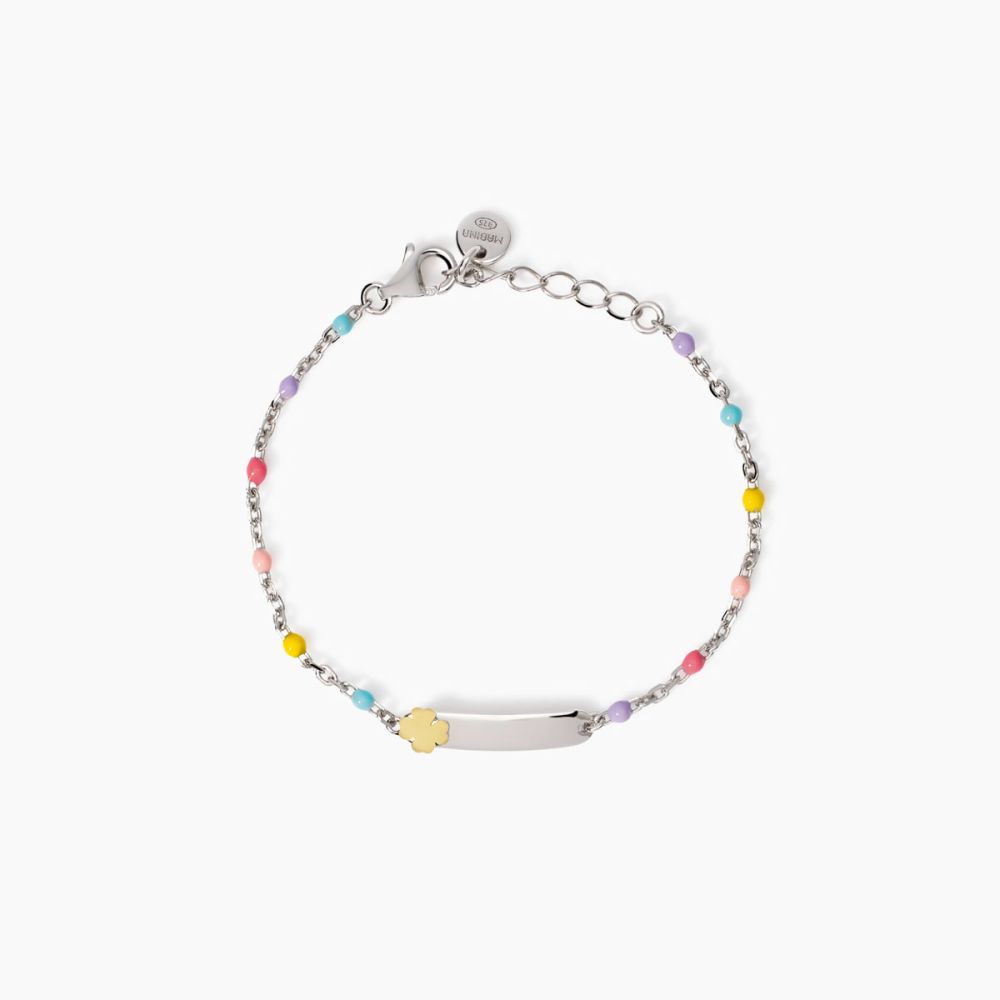 Mabina Bracciale Argento Targa e Quadrifoglio Lucky-Tag