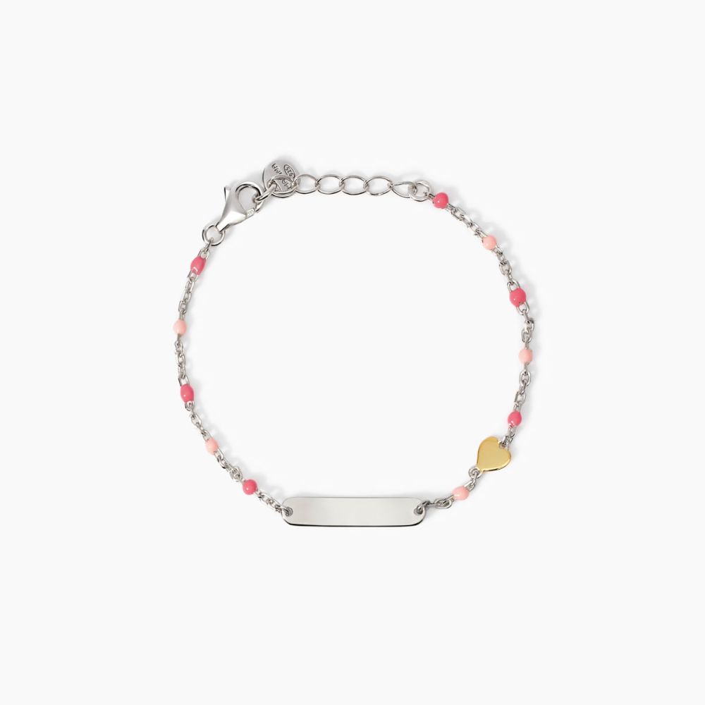 Mabina Bracciale Argento Targa e Cuore Heart-Tag