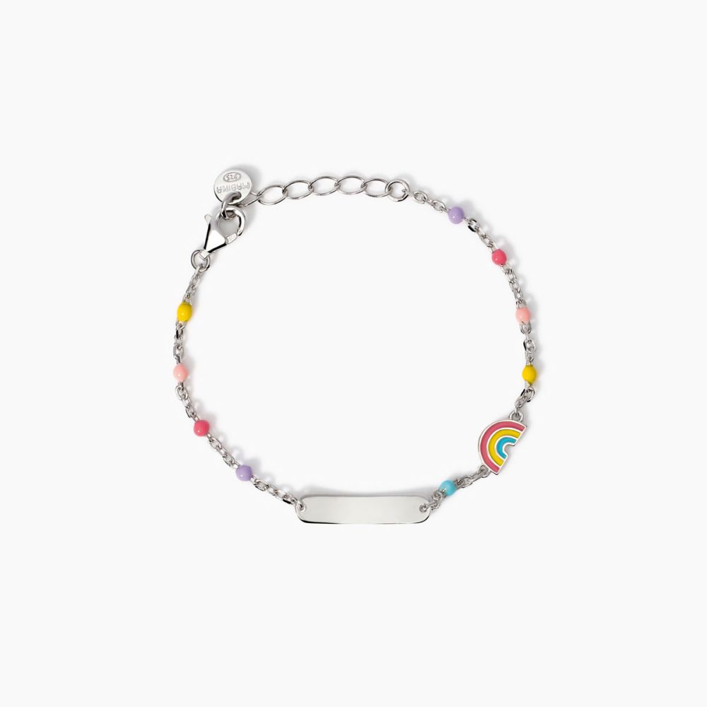 Mabina Bracciale Argento Targa e Arcobaleno Rainbow-Tag