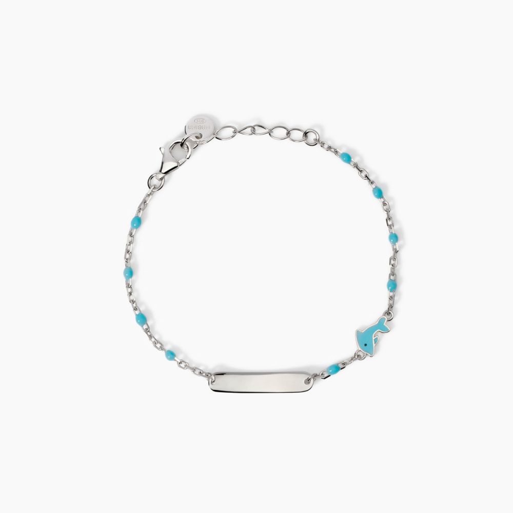 Mabina Bracciale Argento Targa e Delfino Flipper-Tag