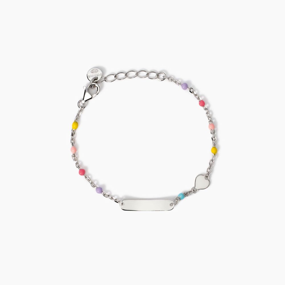 Mabina Bracciale Argento Targa e Cuore Heart-Tag