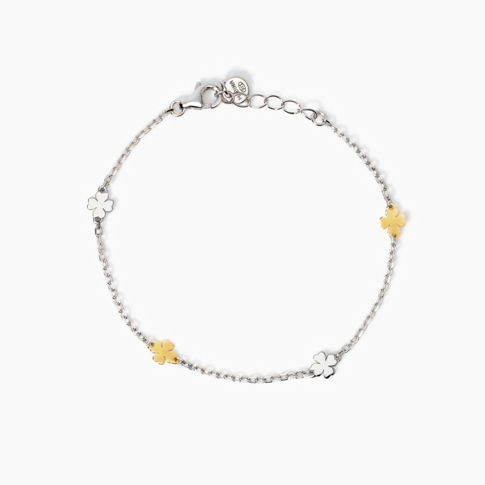 Mabina Bracciale Argento Quadrifogli Oro 9K Cercami
