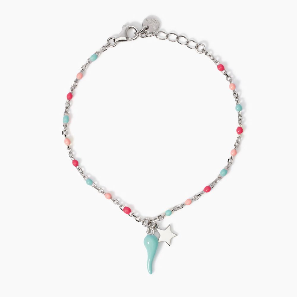 Mabina Bracciale Argento Cornetto Azzurro Buena Suerte