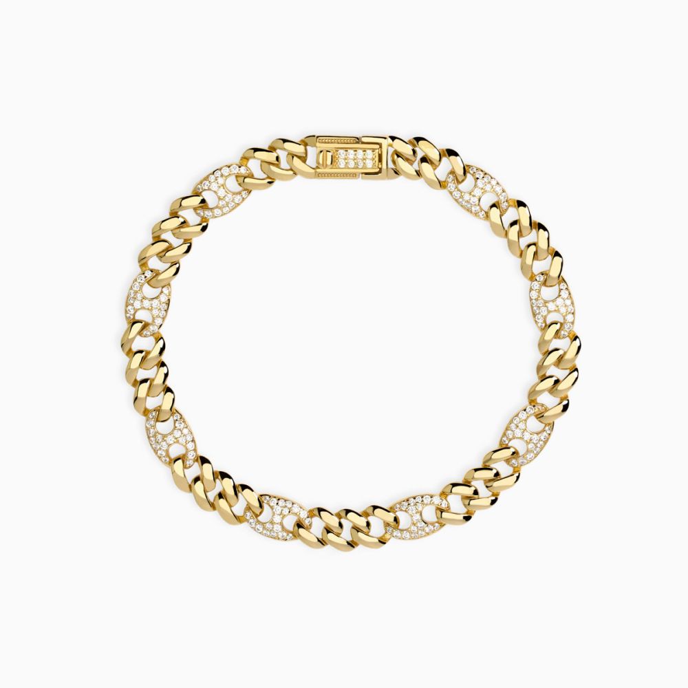 Mabina Bracciale Groumette Argento Dorato e Zirconi Privilegio