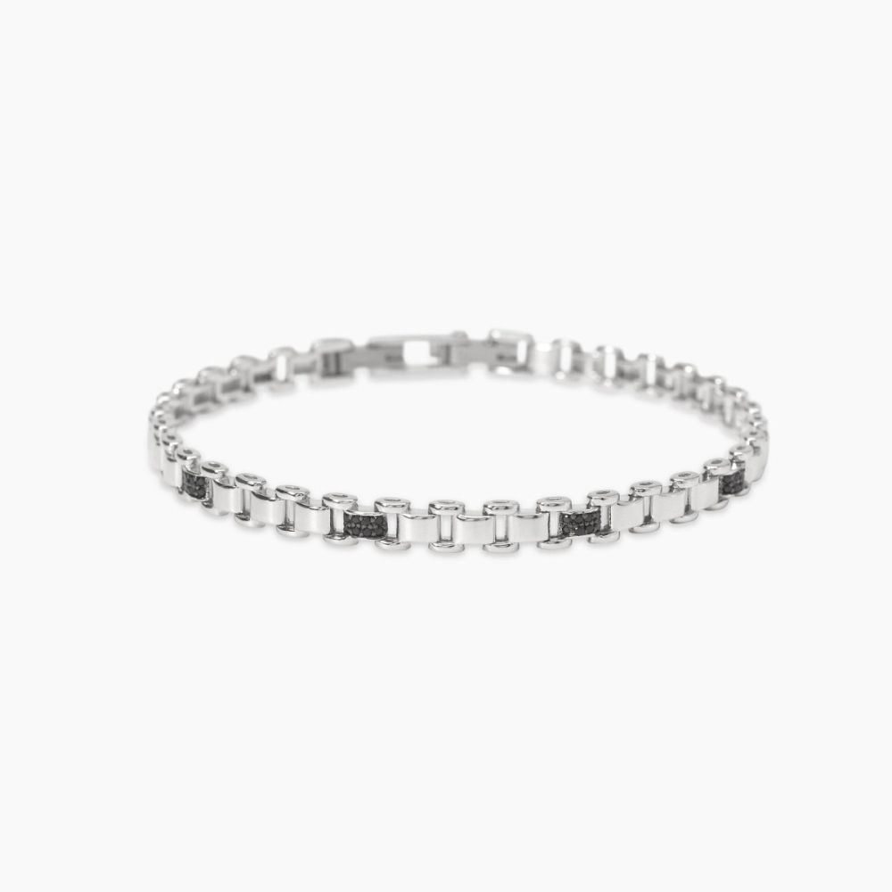 Mabina Bracciale Argento e Acciaio con Zirconi Neri