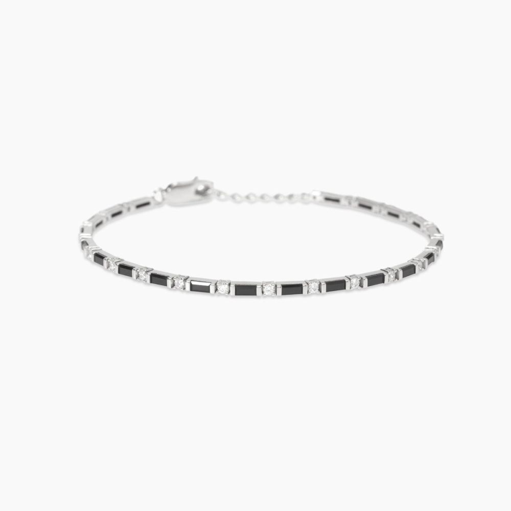 Mabina Tennis Argento Zirconi Bianchi e Neri