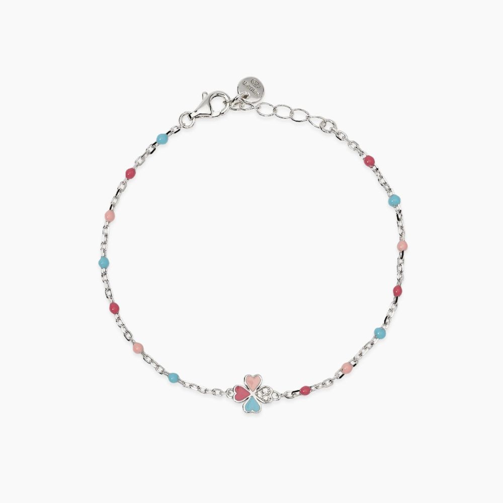 Mabina Bracciale Argento Quadrifoglio Smaltato e Zirconi