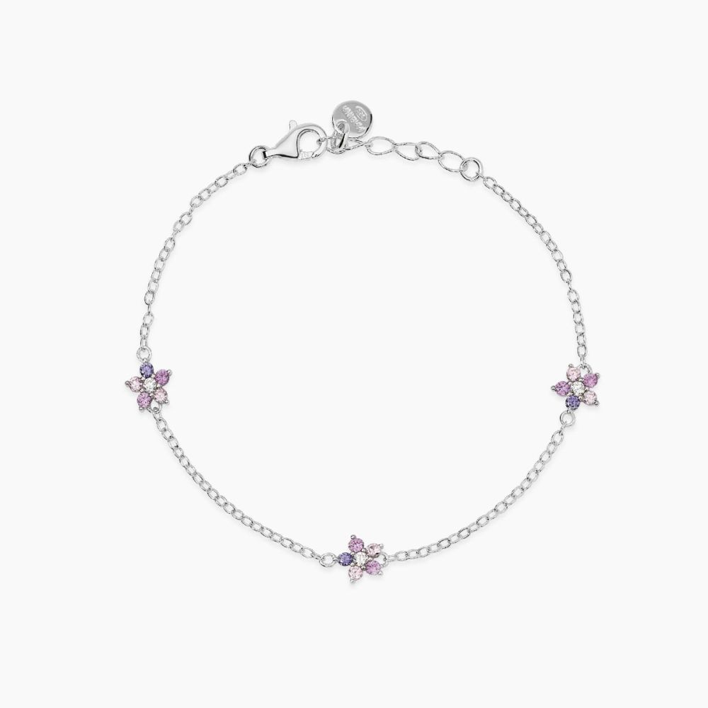 Mabina Bracciale Argento Fiori Rosa