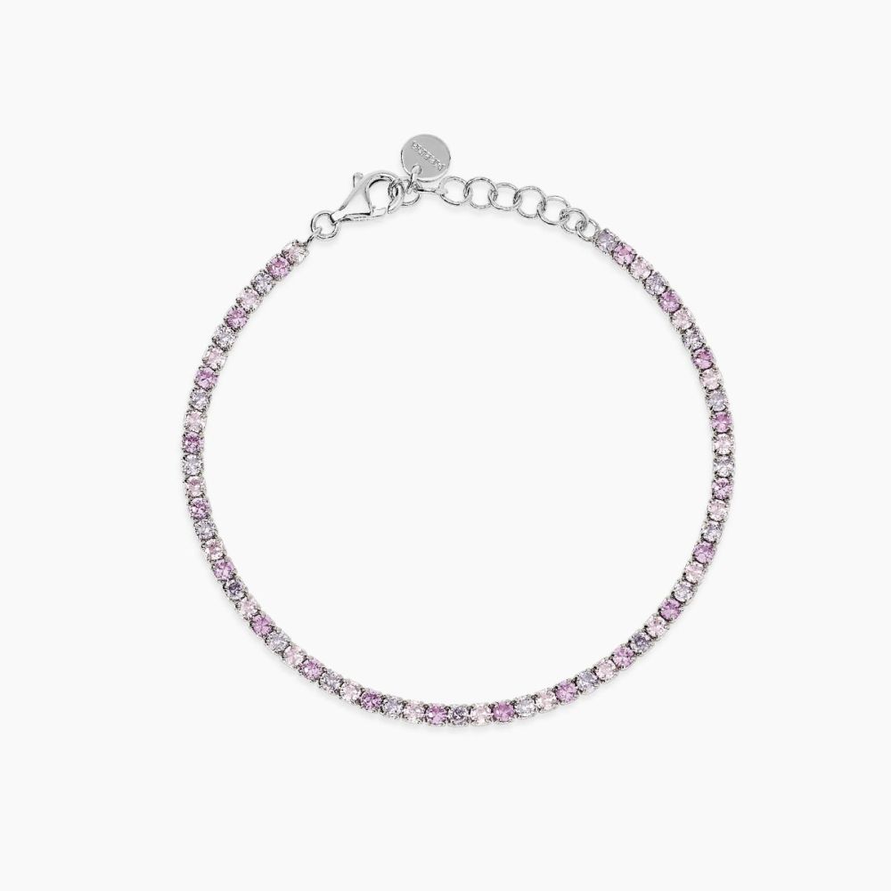 Mabina Tennis Argento Zirconi Rosa