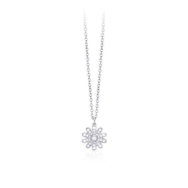 Mabina Girocollo Donna Argento Fiore Zirconato