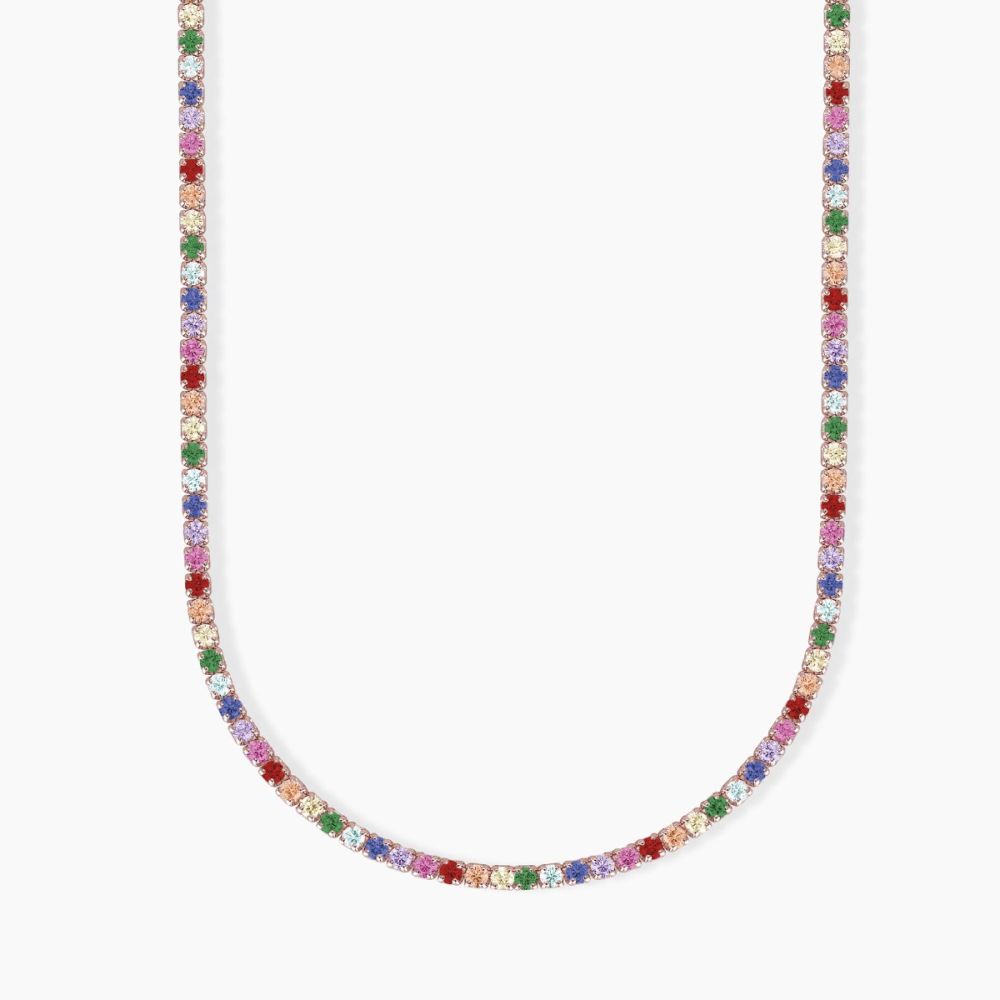 Mabina Collana Tennis Argento Rosè Zirconi Multicolor