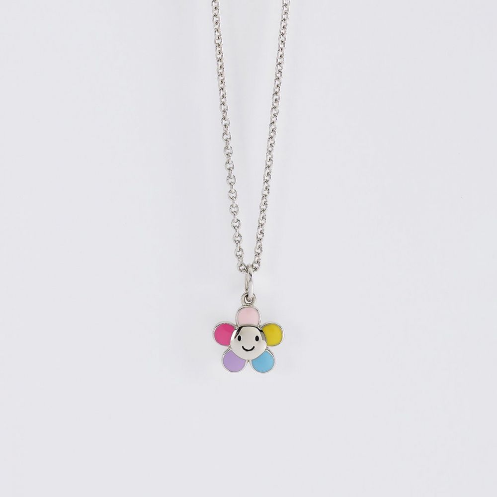 Mabina Collana Kids Argento Fiore Multicolor