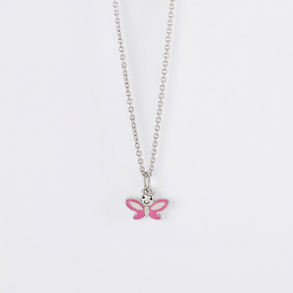 Mabina Collana Kids Argento Farfalla Rosa