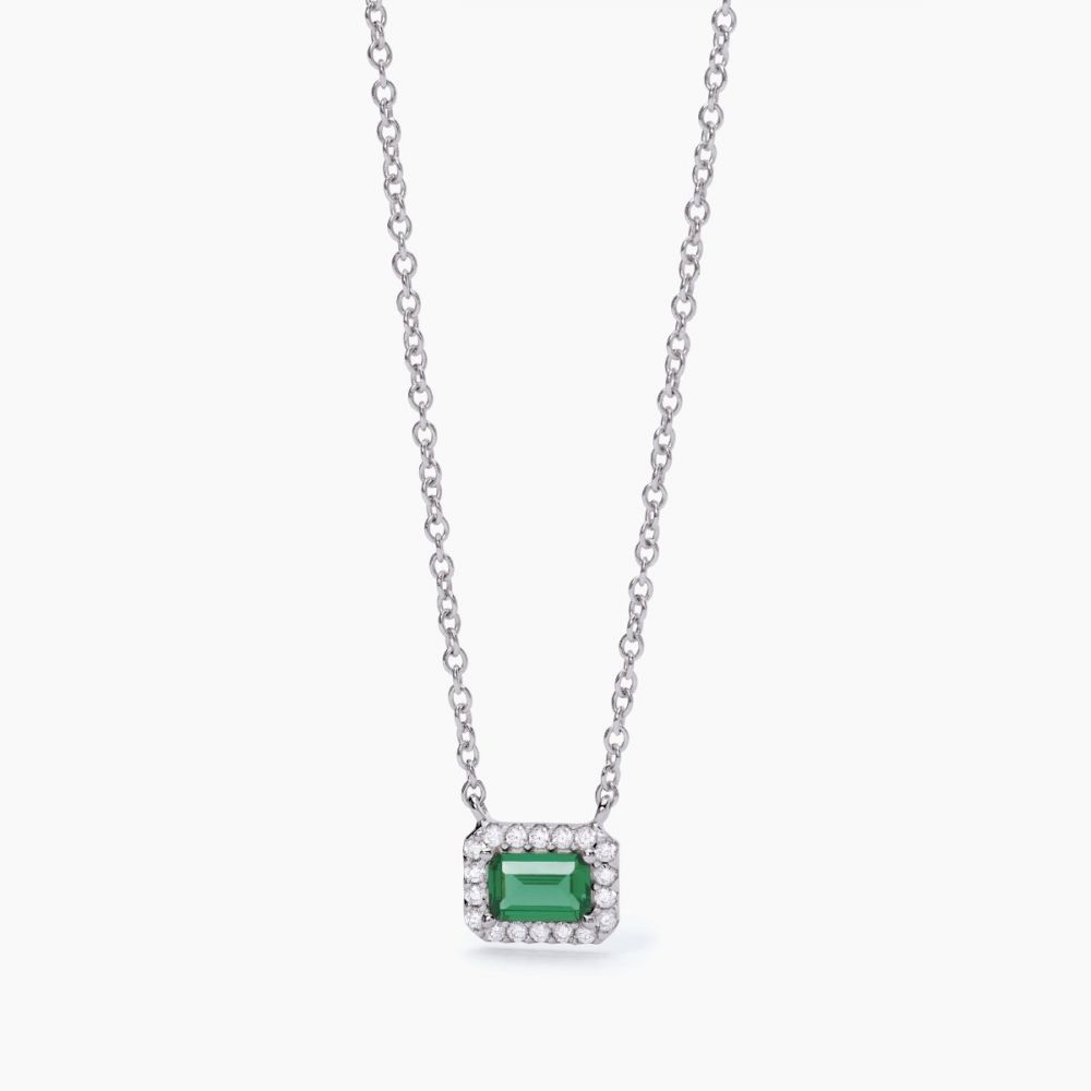 Mabina Collana Donna Argento e Smeraldo Baguette