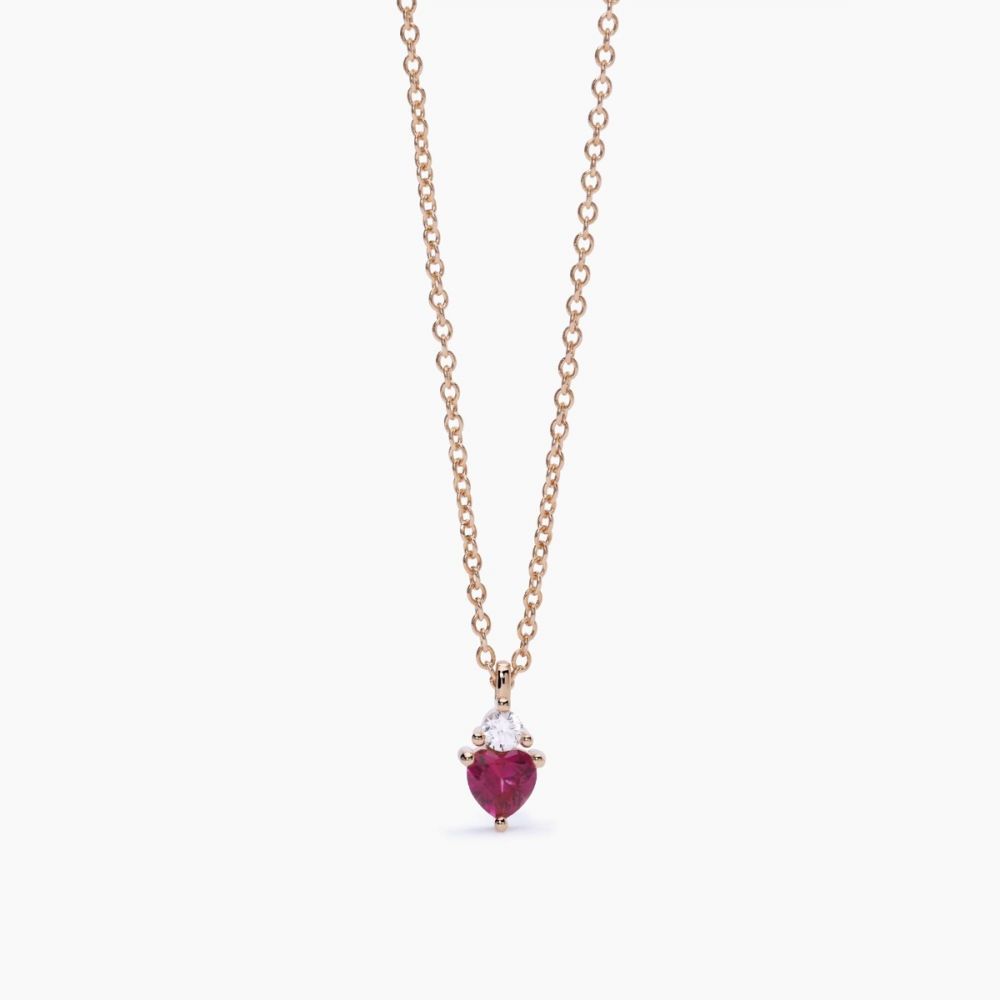 Mabina Collana Donna Argento Rosè Cuore Rubino