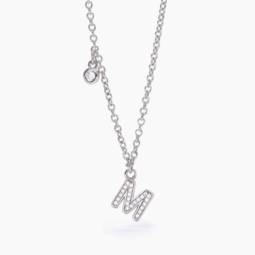 Mabina Collana Donna Argento Con Lettera zirconata