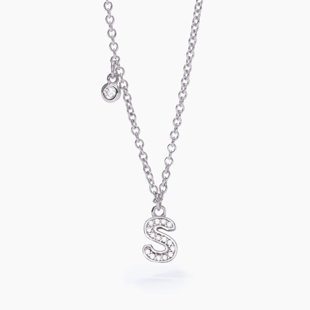 Mabina Collana Donna Argento Con Lettera zirconata