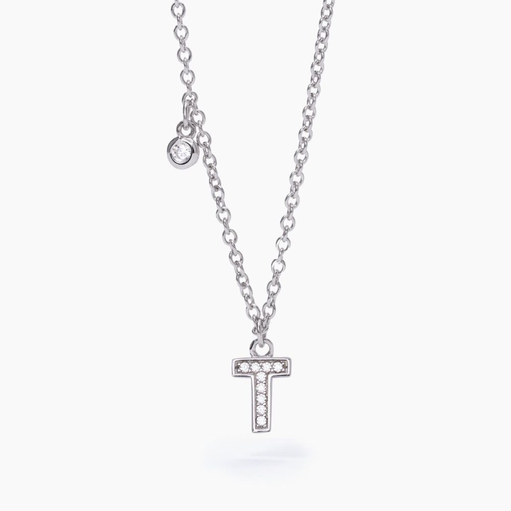 Mabina Collana Donna Argento Con Lettera zirconata