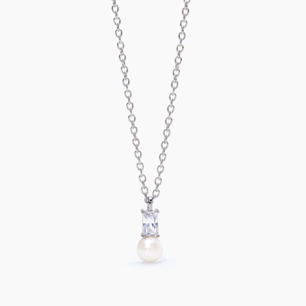 Mabina Collana Donna Argento Zircone e Perla