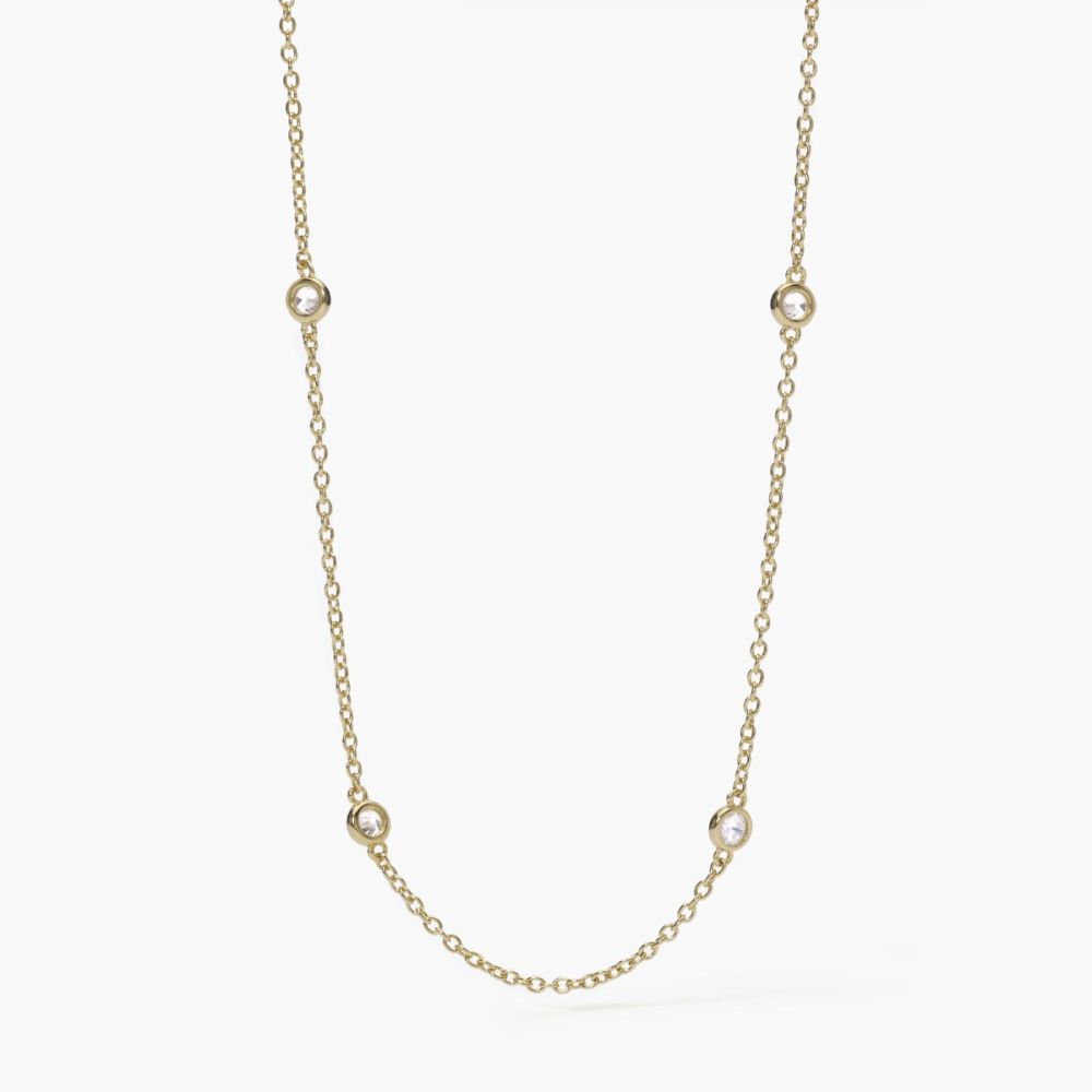 Mabina Collana Donna Argento Gold 4 Zirconi 3 mm