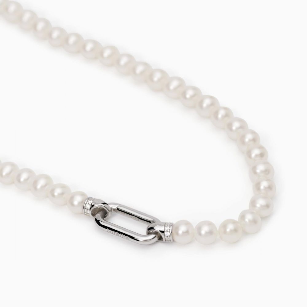 Mabina Collana Donna Argento Perle Chiusura Ovale