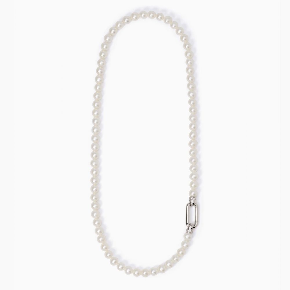 Mabina Collana Donna Argento Perle Chiusura Ovale