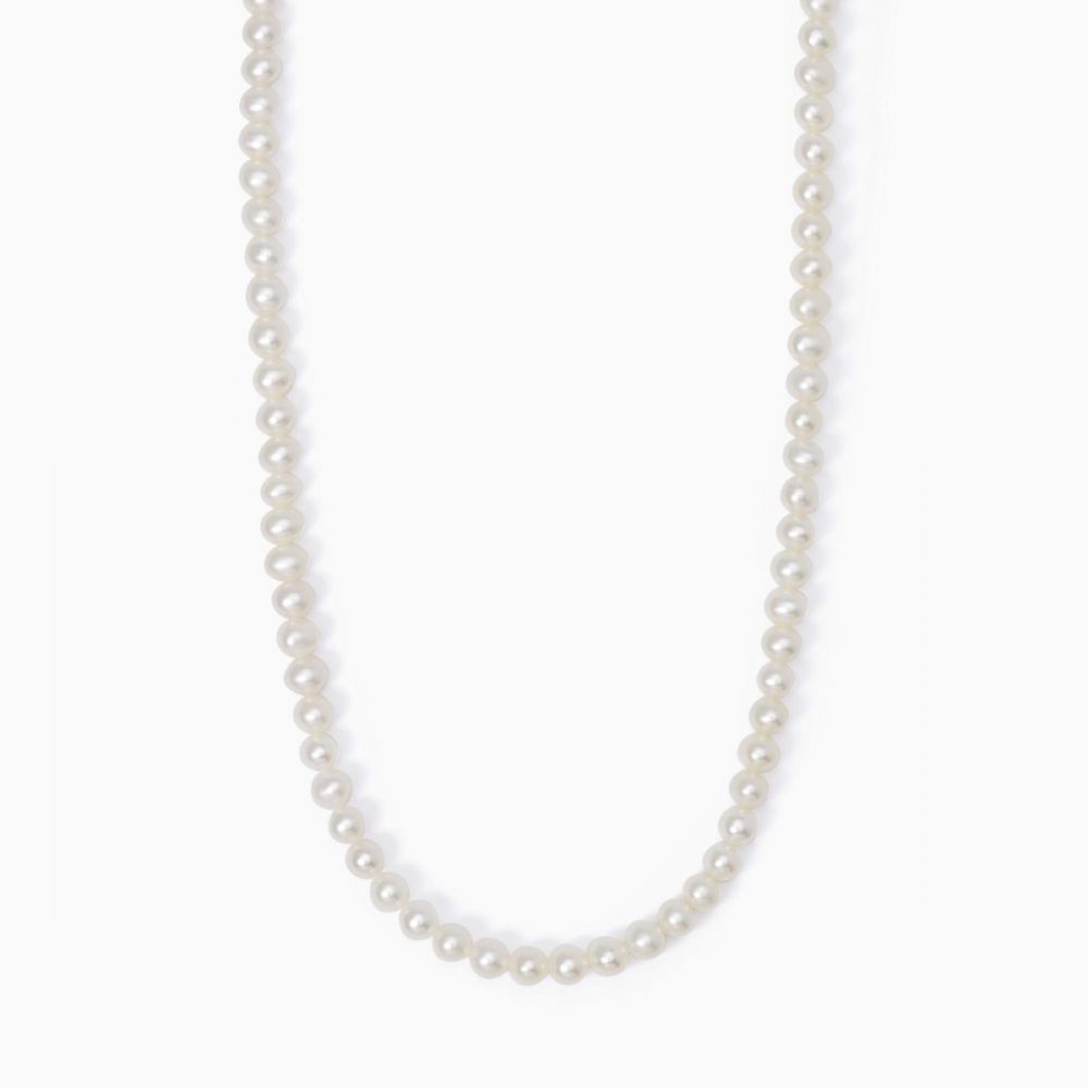 Mabina Collana Lunga Donna Argento Perle Chiusura Ovale