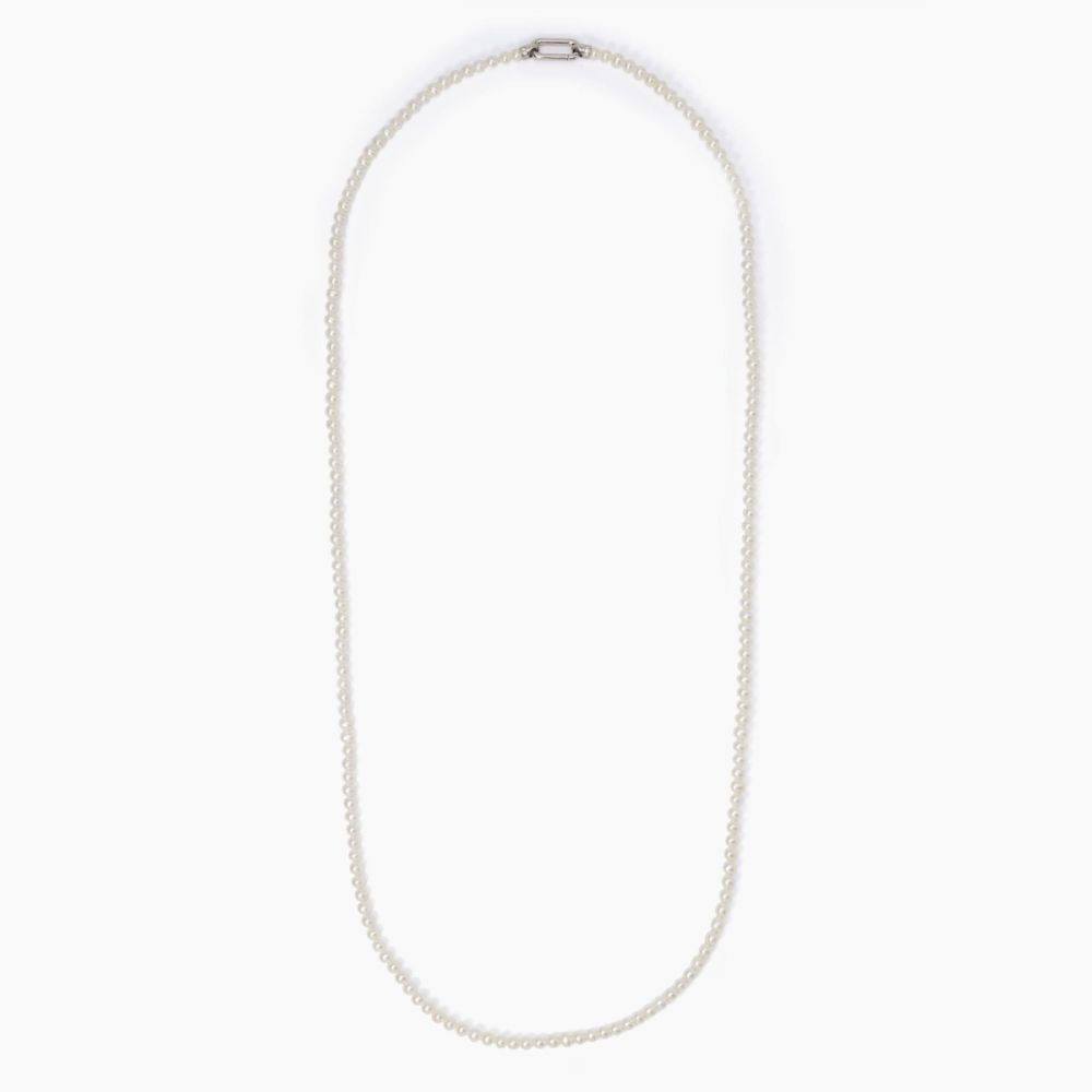 Mabina Collana Lunga Donna Argento Perle Chiusura Ovale
