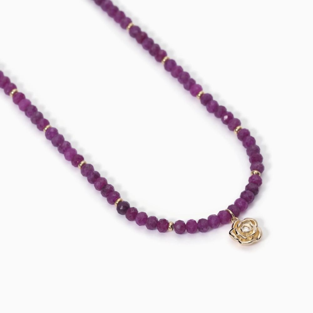 Mabina Collana Argento Gold Cristalli Rubino e Rosa con Zircone