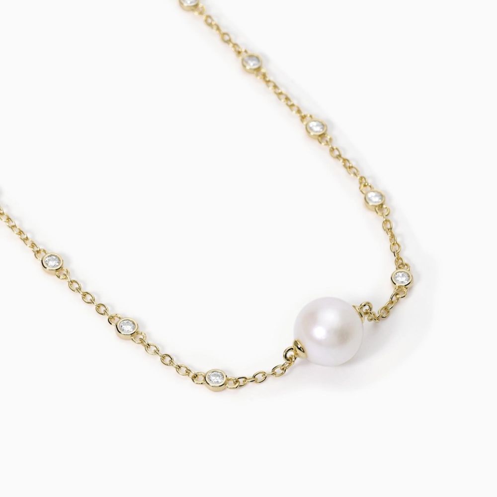 Mabina Collana Donna Argento Gold Perla e Zirconi
