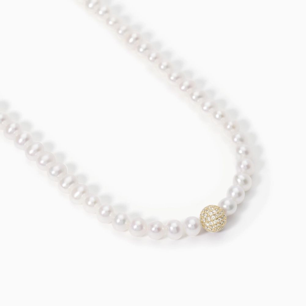 Mabina Collana Donna Argento Perle e Sfera Gold Zirconata