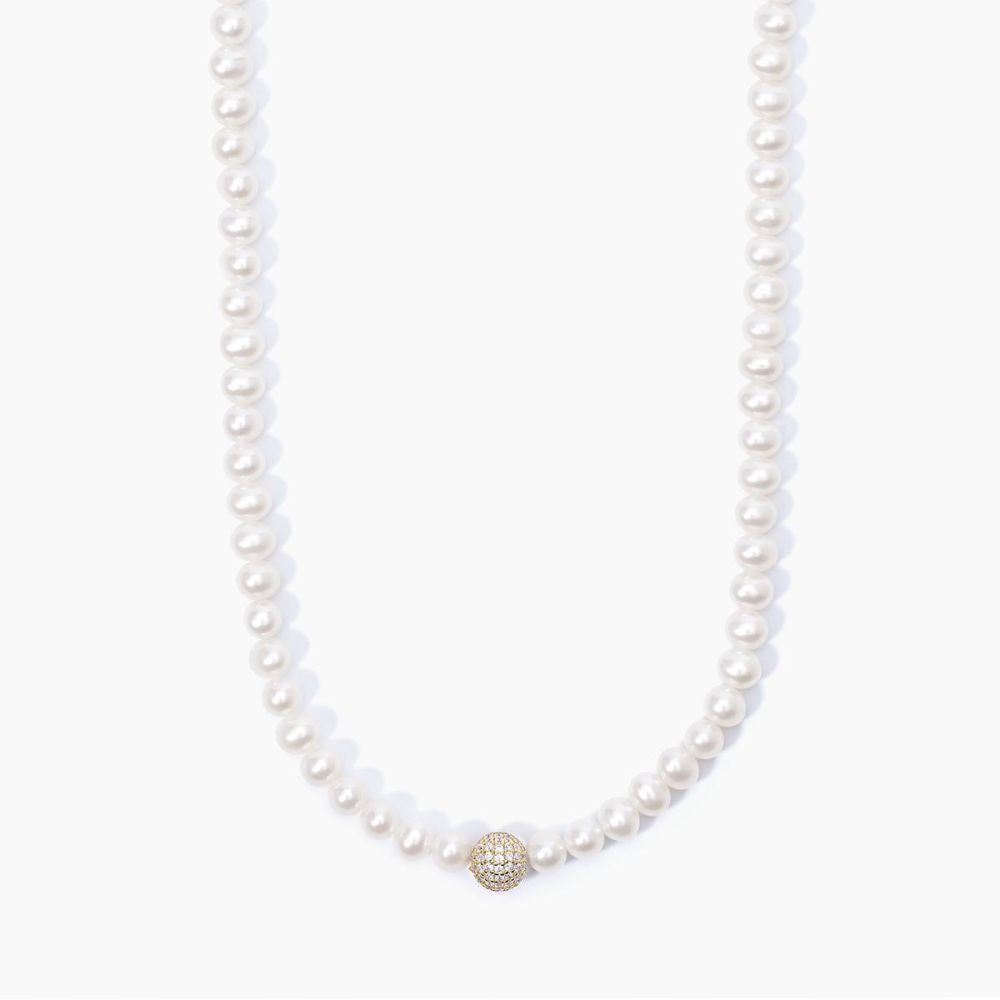 Mabina Collana Donna Argento Perle e Sfera Gold Zirconata