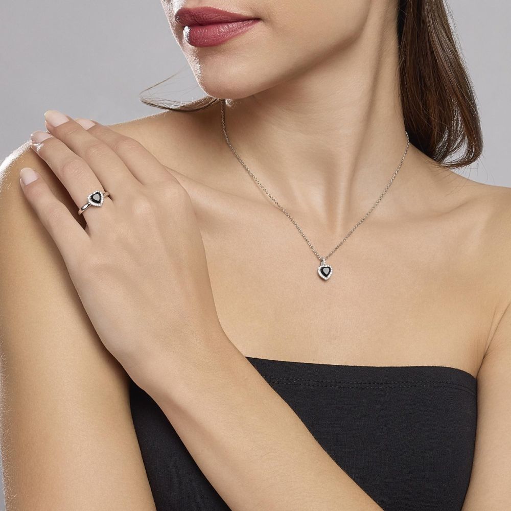Mabina Collana Donna Argento Cuore Nero