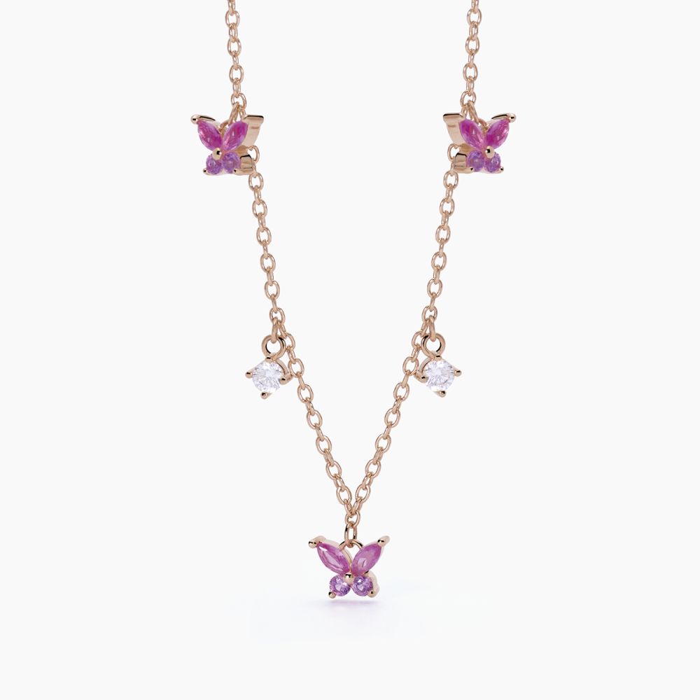 Mabina Collana Argento Rosato Zirconi Rosa