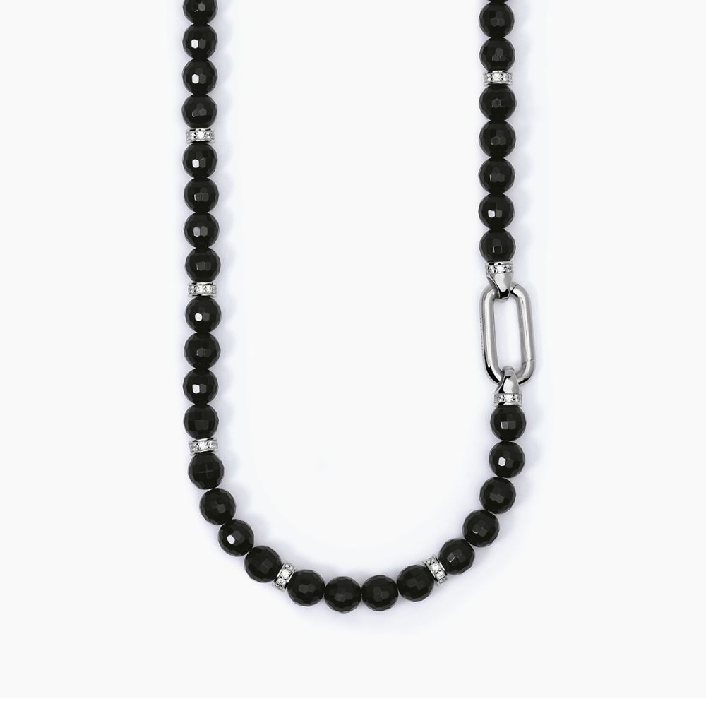 Mabina Collana Argento Rodiato Agata Nera