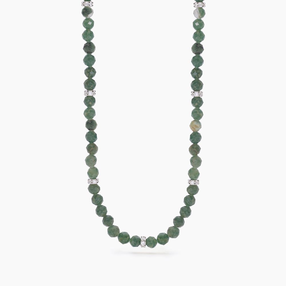 Mabina Collana Argento Rodiato Giada Verde