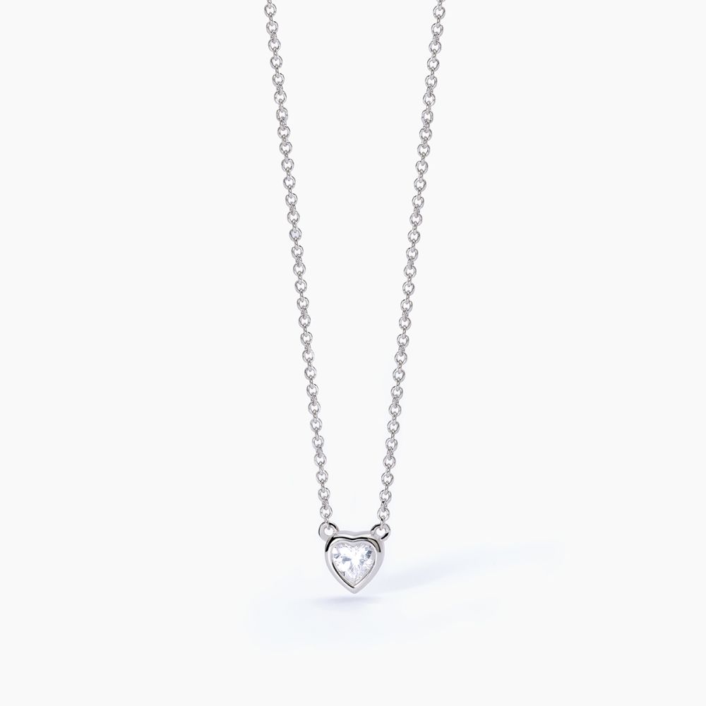 Mabina Collana Argento Rodiato Cuore Bianco