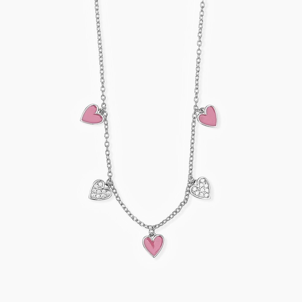 Mabina Collana Argento Cuori Smaltati e Zirconati