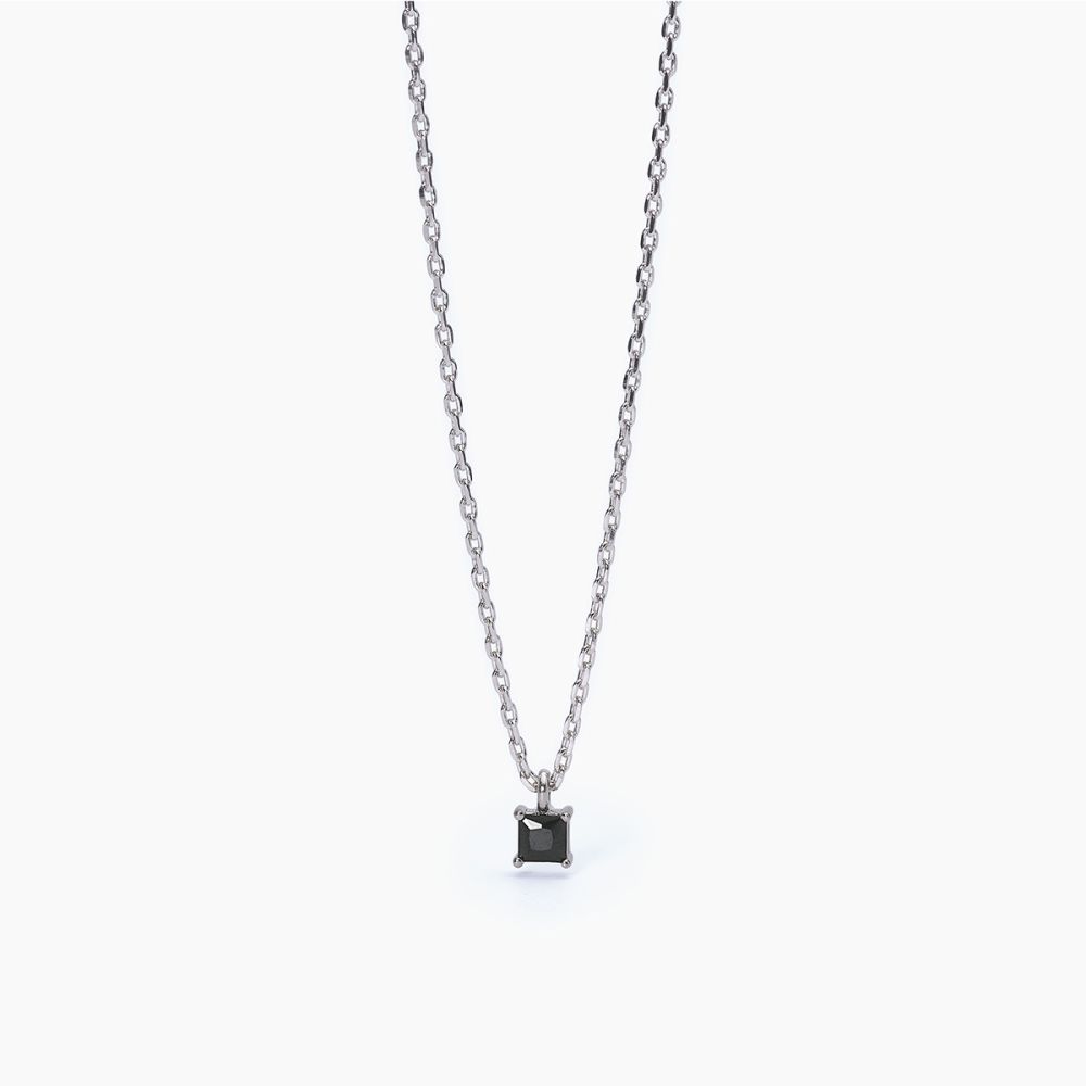 Mabina Collana Argento Rodiato Punto Luce Nero