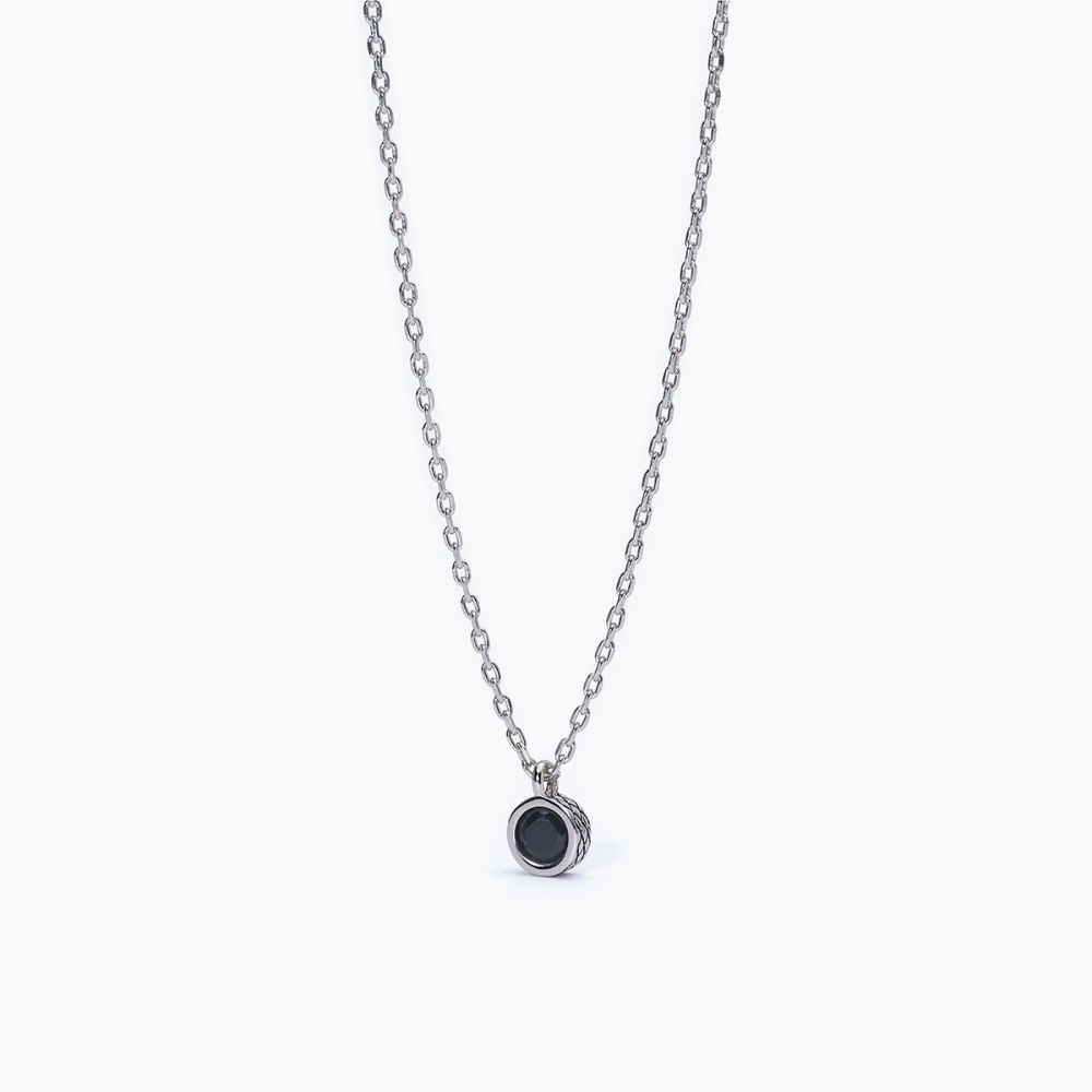 Mabina Collana Argento Rodiato Punto Luce Nero