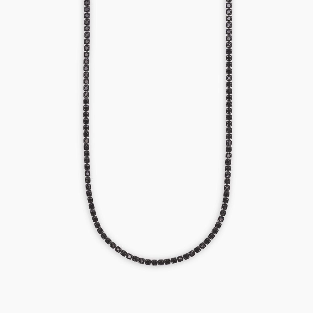 Mabina Collana Tennis Argento Rodiato Zirconi Neri