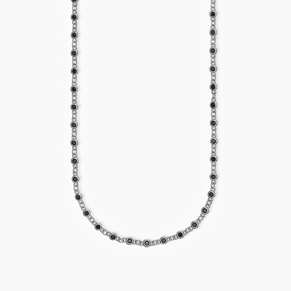 Mabina Collana Argento Rodiato Cristalli Neri