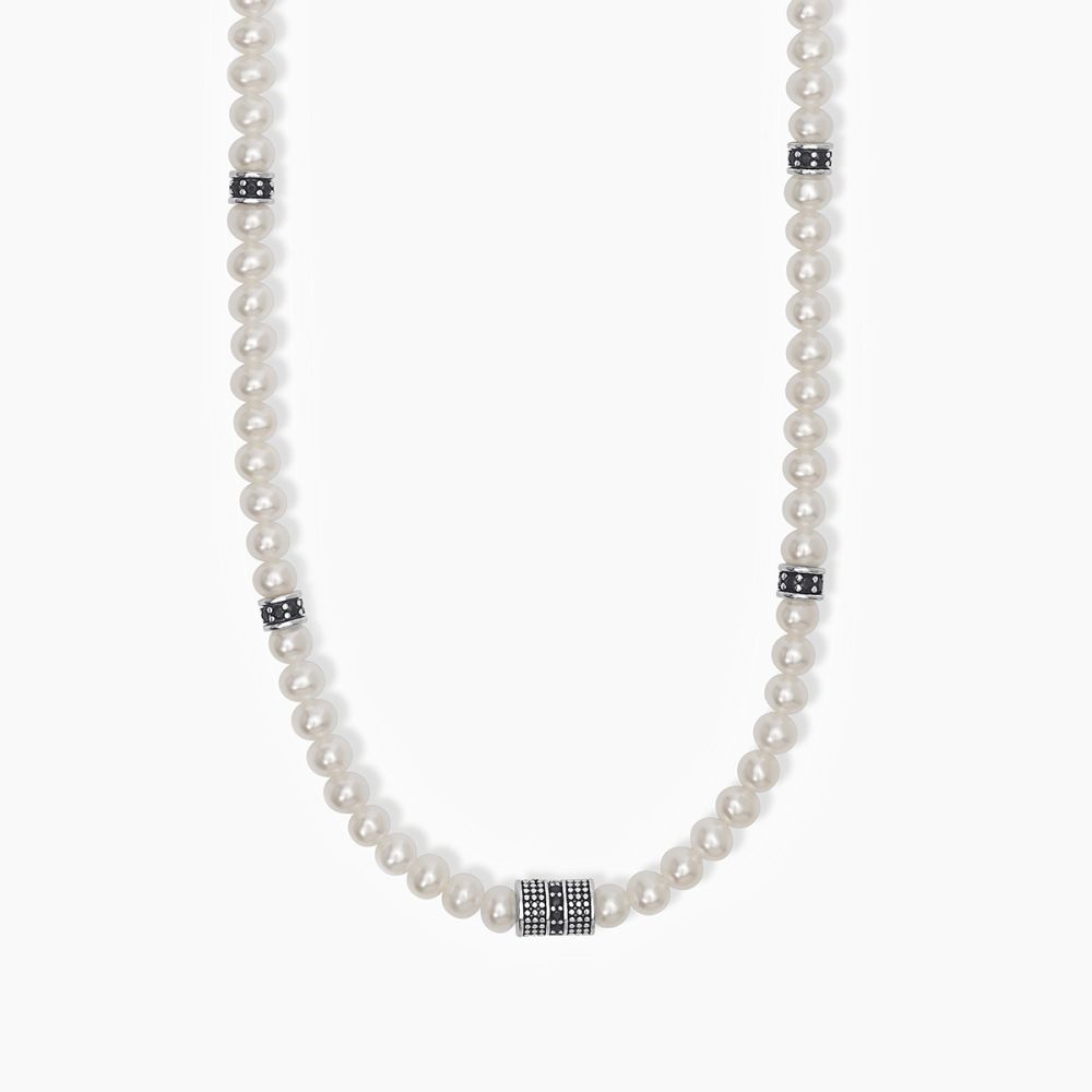 Mabina Collana Argento Rodiato Perle Bianche