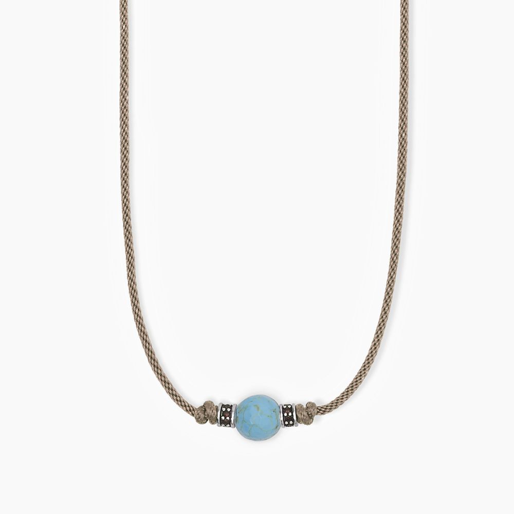 Mabina Collana Argento Cordino Sabbia Pietra Turchese
