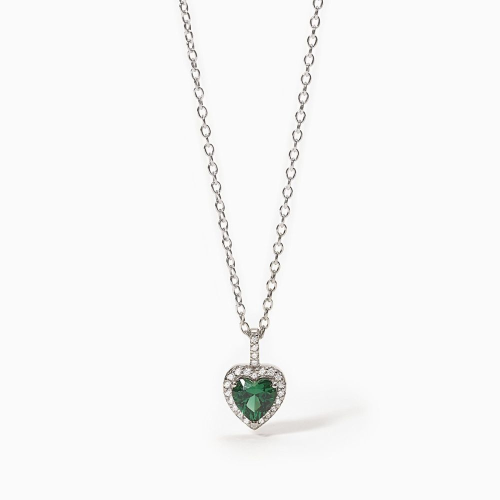 Mabina Collana Argento Cuore Smeraldo Sintetico