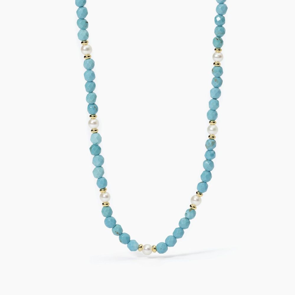 Mabina Collana Argento Gold Turchese e Perle