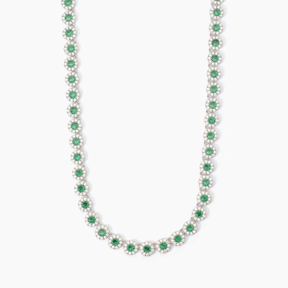 Mabina Collana Tennis Argento Smeraldi e Zirconi