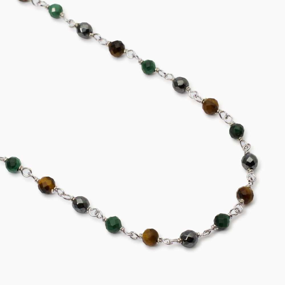 Mabina Collana Argento Malachite e Pietre