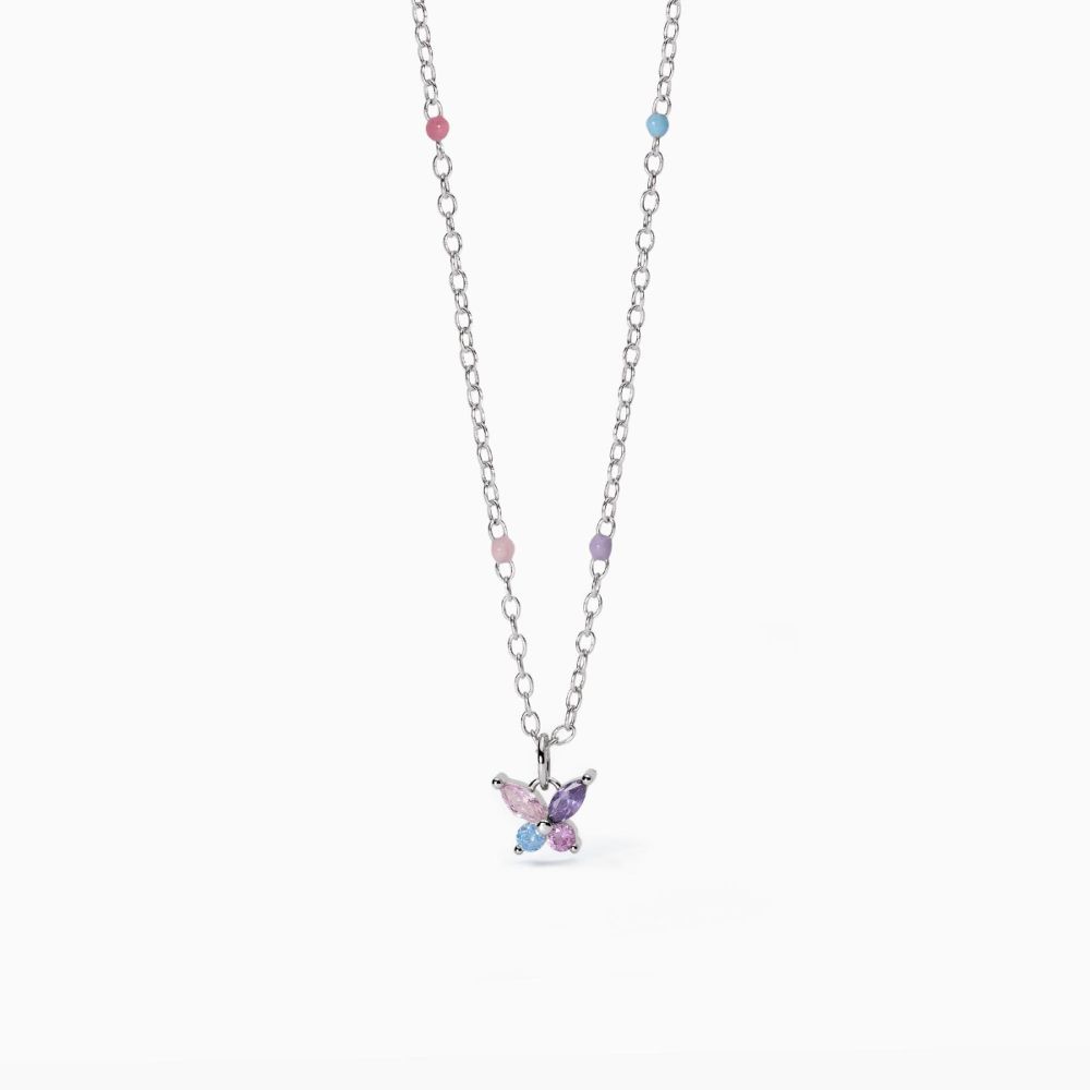 Mabina Collana Argento Farfalla Multicolor