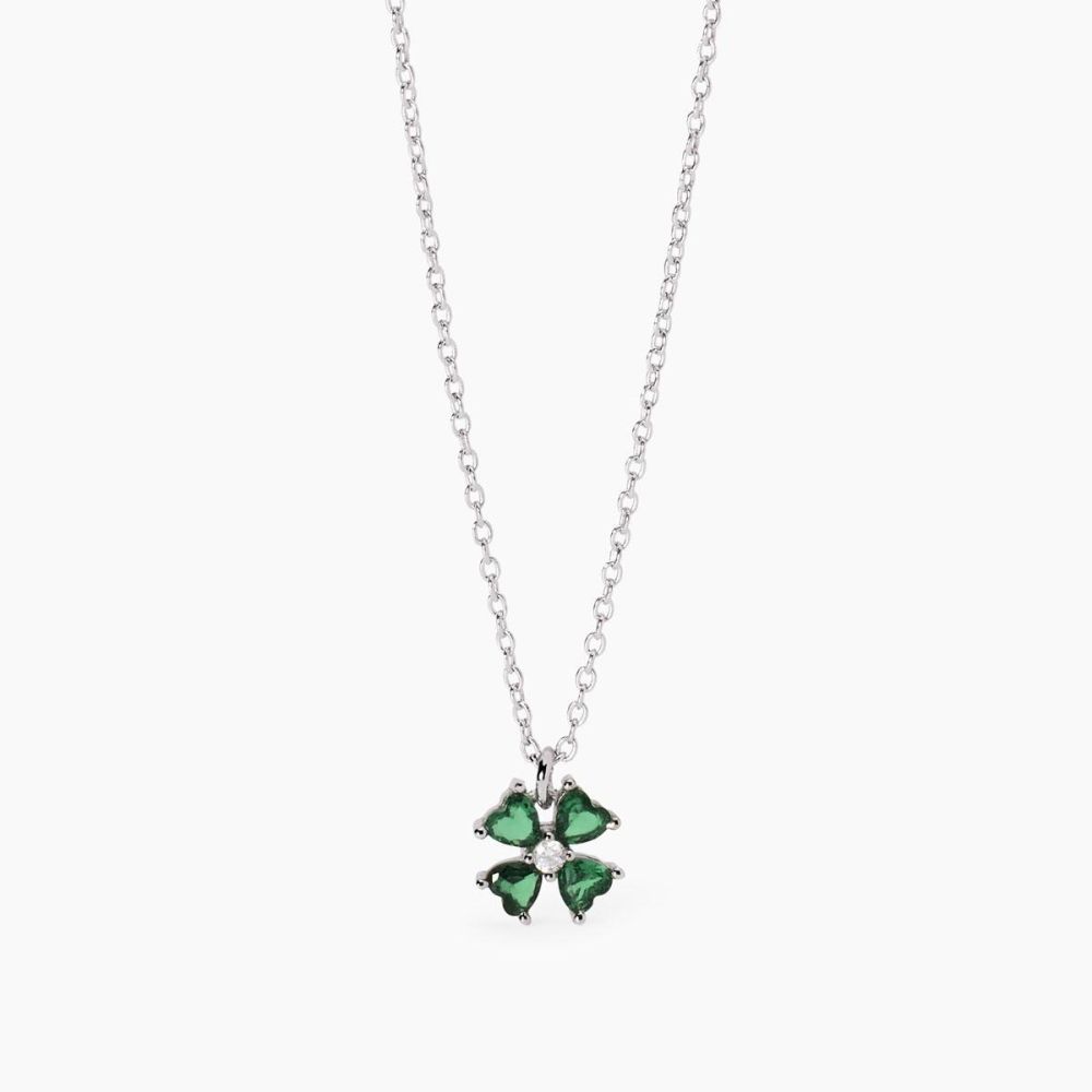 Mabina Collana Argento Quadrifoglio Verde